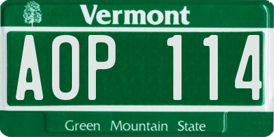 VT license plate AOP114