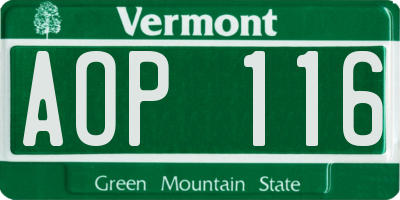 VT license plate AOP116