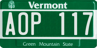 VT license plate AOP117