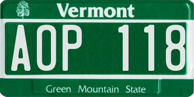 VT license plate AOP118