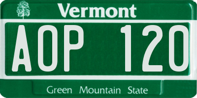 VT license plate AOP120