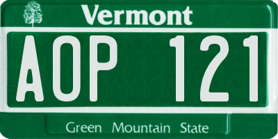 VT license plate AOP121