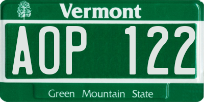 VT license plate AOP122