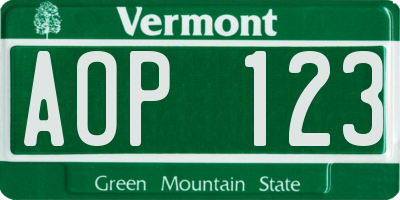 VT license plate AOP123