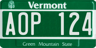 VT license plate AOP124