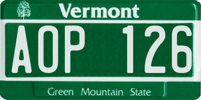 VT license plate AOP126