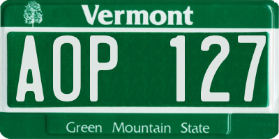 VT license plate AOP127