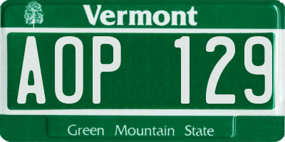 VT license plate AOP129