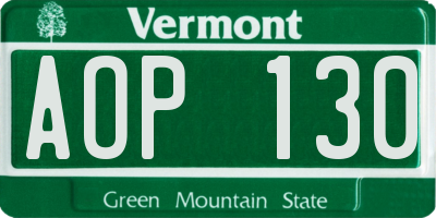 VT license plate AOP130