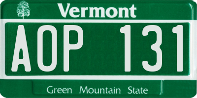 VT license plate AOP131