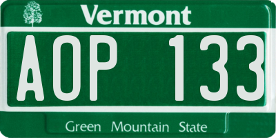 VT license plate AOP133