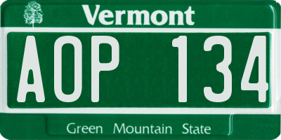 VT license plate AOP134