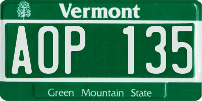 VT license plate AOP135