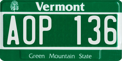 VT license plate AOP136