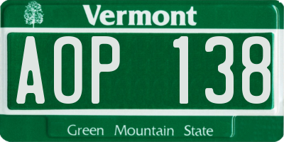 VT license plate AOP138