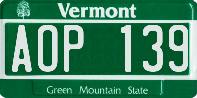 VT license plate AOP139