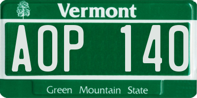 VT license plate AOP140