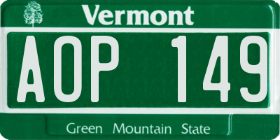 VT license plate AOP149