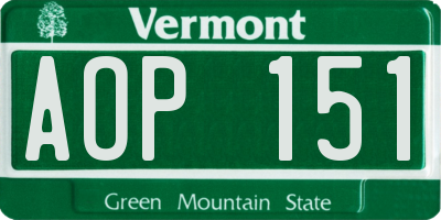 VT license plate AOP151