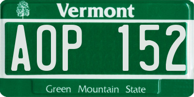 VT license plate AOP152