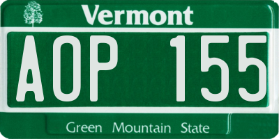 VT license plate AOP155