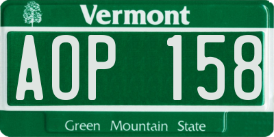 VT license plate AOP158