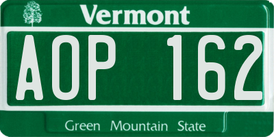 VT license plate AOP162
