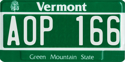 VT license plate AOP166