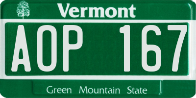 VT license plate AOP167