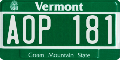VT license plate AOP181