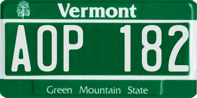 VT license plate AOP182