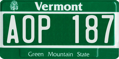 VT license plate AOP187