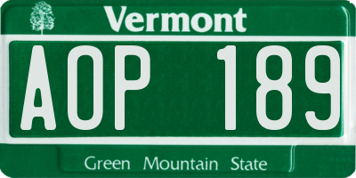 VT license plate AOP189