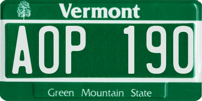 VT license plate AOP190