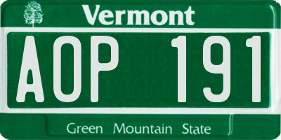 VT license plate AOP191