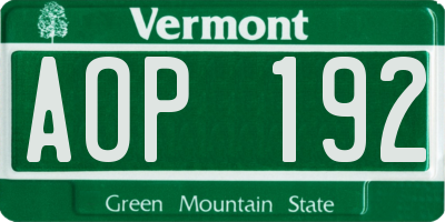 VT license plate AOP192