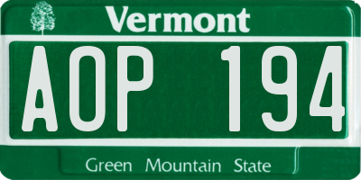 VT license plate AOP194