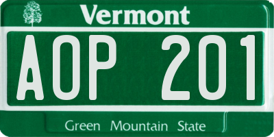 VT license plate AOP201