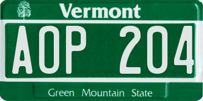 VT license plate AOP204