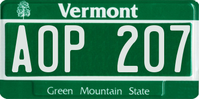 VT license plate AOP207