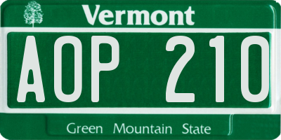 VT license plate AOP210