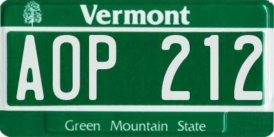 VT license plate AOP212