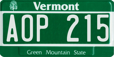 VT license plate AOP215