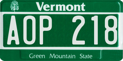 VT license plate AOP218