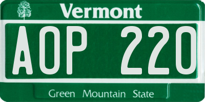 VT license plate AOP220