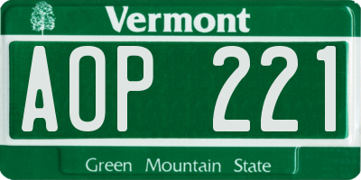 VT license plate AOP221