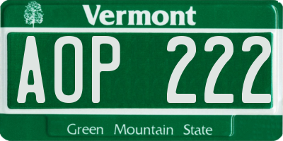 VT license plate AOP222