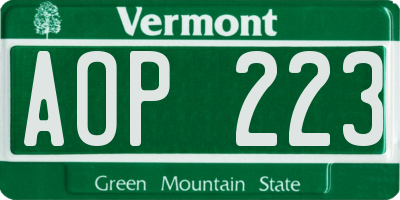 VT license plate AOP223