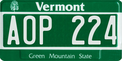 VT license plate AOP224