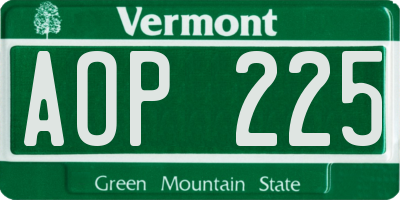 VT license plate AOP225